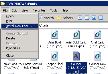 TTF font install in Windows